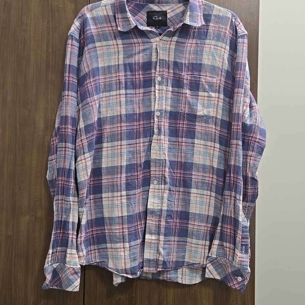 Rails-Wyatt in 'Ocean Tangerine' 100% Cotton Long Sleeve Button Down-Size XL - Picture 4 of 17